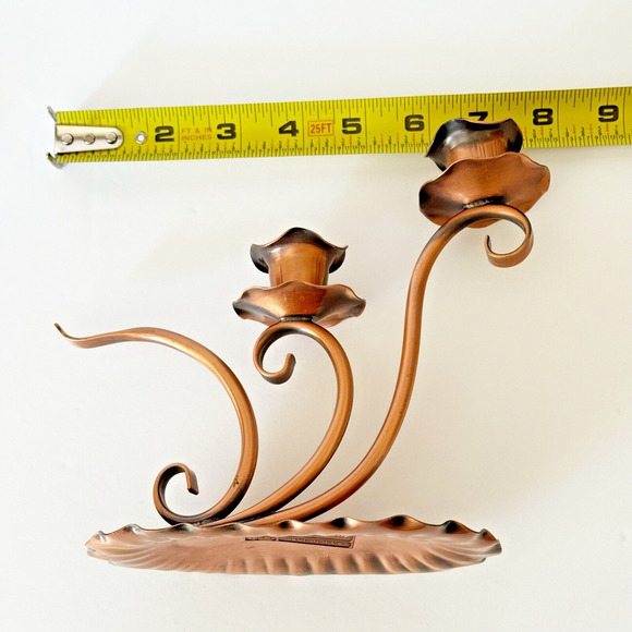 Vintage Solid Hammered Copper Candle Holders Candelabra Snuffer Gregorian MCM - Picture 14 of 14